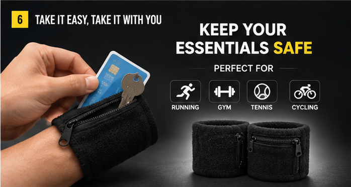 Sports Wrist Wallet with Zipper Pocket
