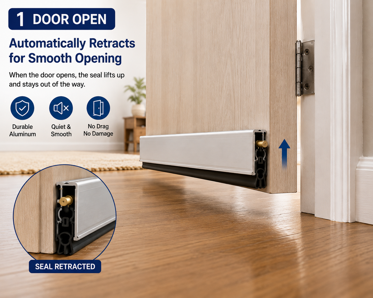 Automatic Drop-Down Door Seal – Blocks Drafts, Noise & Light