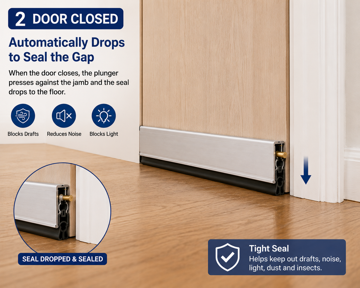 Automatic Drop-Down Door Seal – Blocks Drafts, Noise & Light