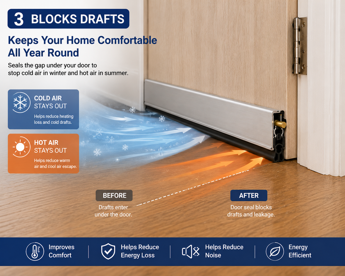 Automatic Drop-Down Door Seal – Blocks Drafts, Noise & Light