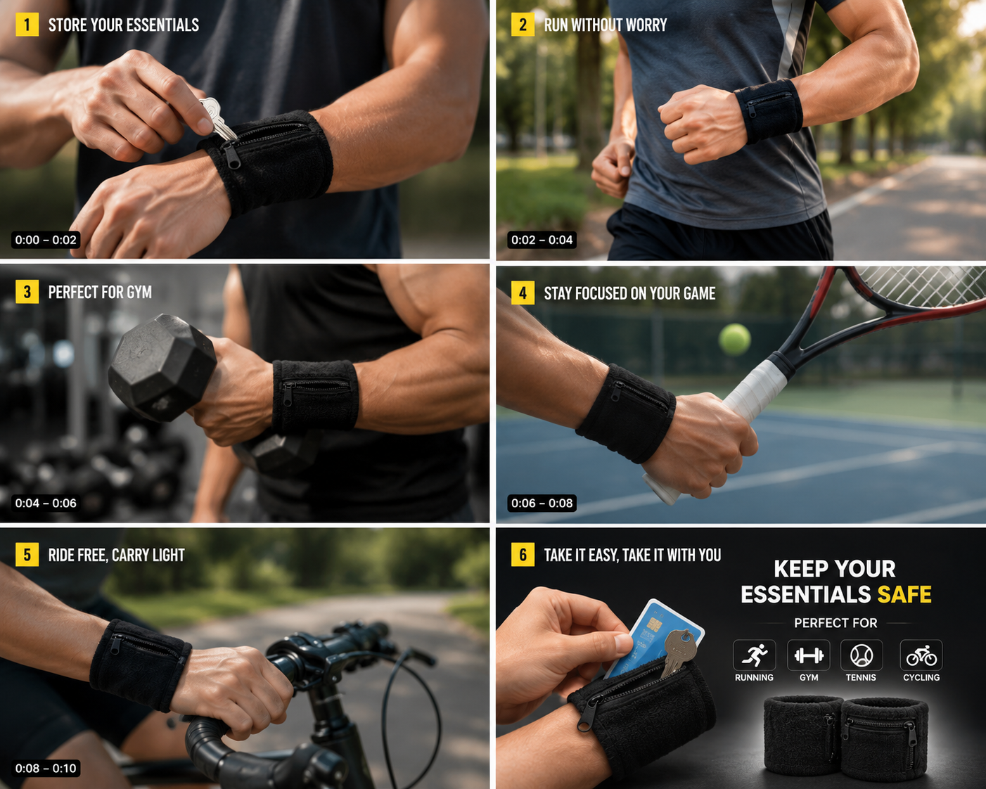 Sports Wrist Wallet with Zipper Pocket