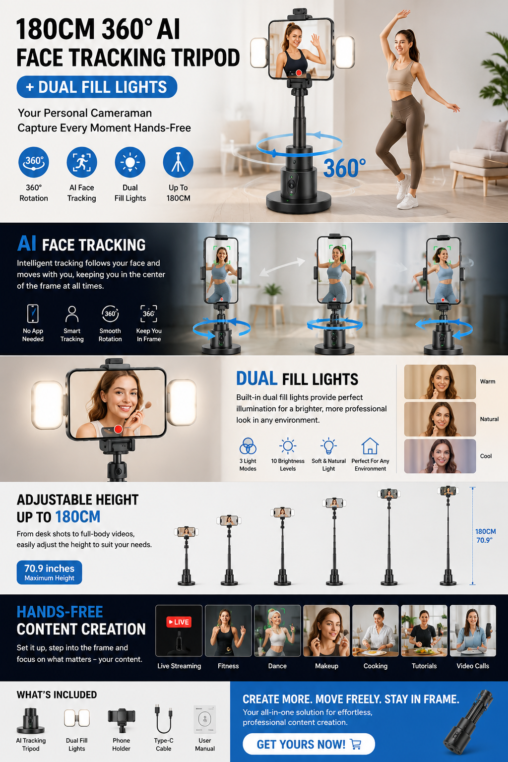 AutoTrack 360™ – AI Face Tracking Tripod