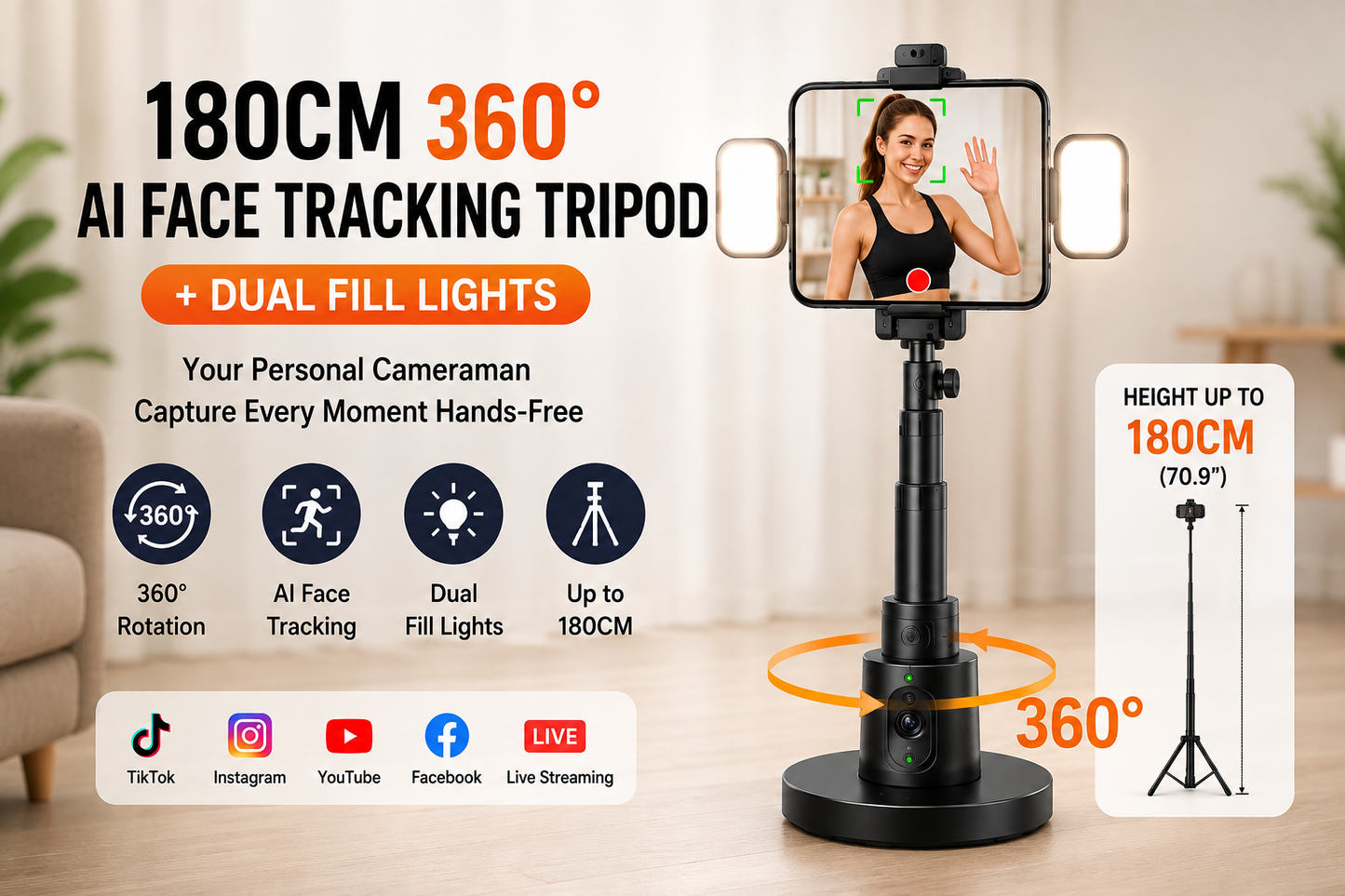 AutoTrack 360™ – AI Face Tracking Tripod