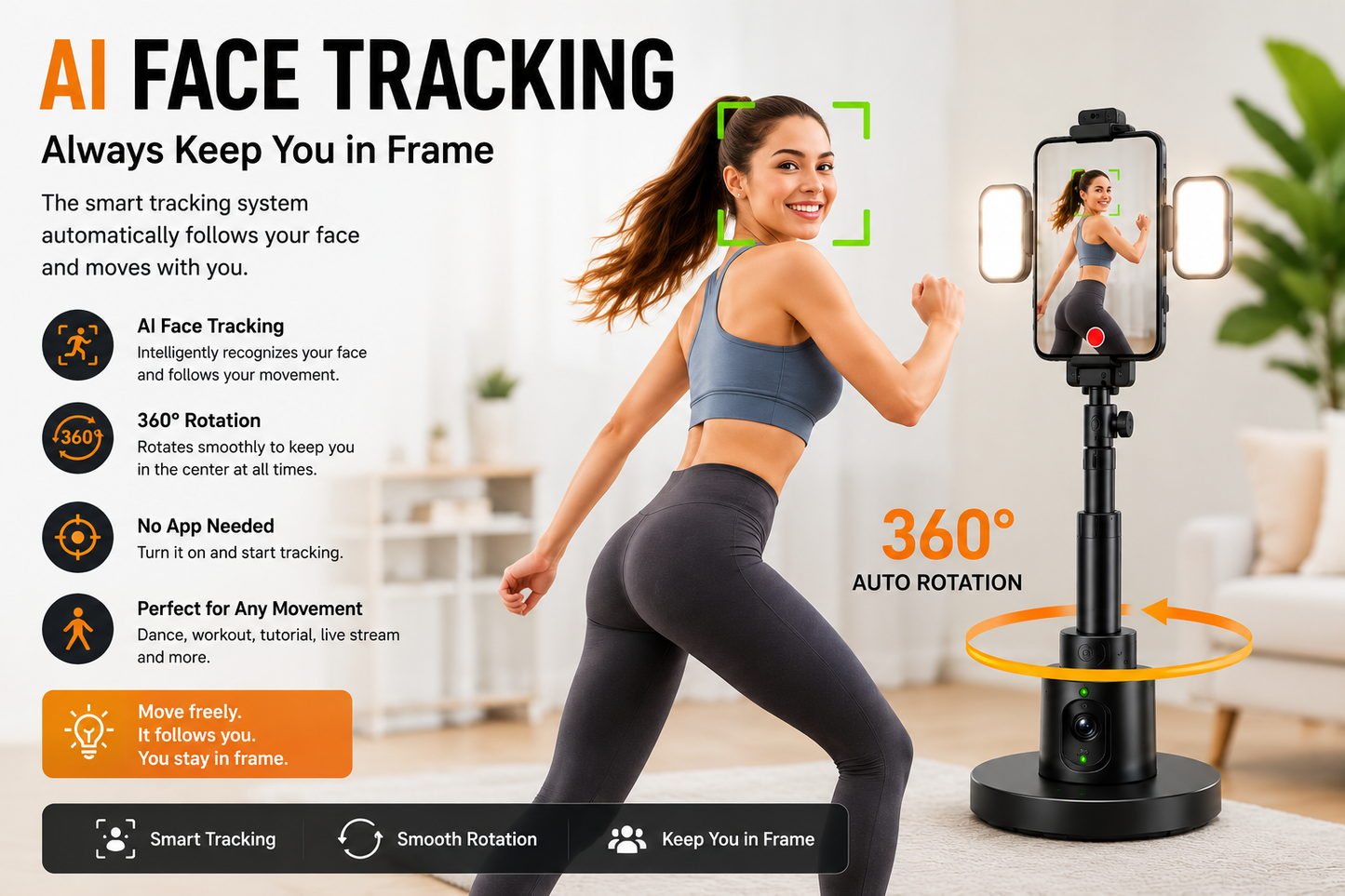 AutoTrack 360™ – AI Face Tracking Tripod